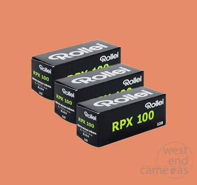 3 X Rollei RPX 100 120 Black & White Expiry Date 07/2023
