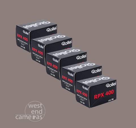 Rollei RPX 400 35MM 36EXP- 5 PACK- B&W FILM  Free Post